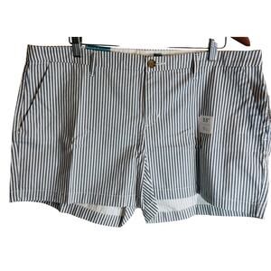 Old Navy Striped Shorts Womens Size 16 Navy Blue White Cotton Casual Summer New